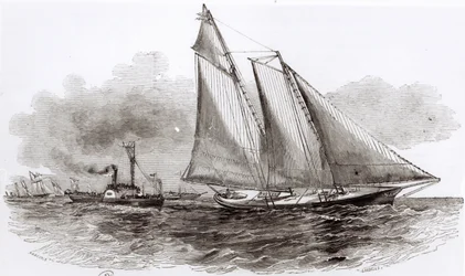 Yacht America johtoon 1851 Cowes Regatta, Le Monde Illustre, 1851