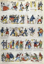 1800-luvun tulipalon eri vaiheet. Kuva Epinalista 1800-luvulta.