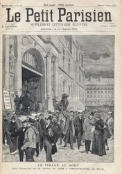 Arvonta: vuoden 1892 luokan varusmiehet Pariisin kaupungintalolla. Yksi sanomalehdestä "Le petit Parisien" 5.2.1893 (kaiverrus)