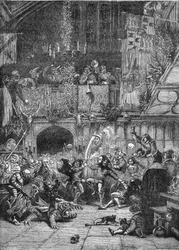 1600-luvulle asti pidetty tyhmien juhla (tai viattomien juhla) oli tarkoitus juhlistaa aasia, joka toi Jeesuksen Jerusalemiin, se oli kaikenlaisen hulluuden tilaisuus. Kaiverrus "Prostituution ja irstailun historiasta