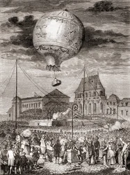Montgolfier-veljesten lento Aérostat Réveillonilla 19. syyskuuta 1783 Versailles