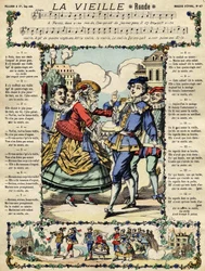 Vanha, suosittu laulu. Kuva Epinalista 1800-luvulta
