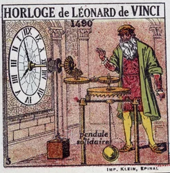 Leonardo da Vincin (Leonardo da Vinci) (1452 - 1519) heilurikello (heiluri vuonna 1490) - teoksessa "Energia" Henri Arnould, toim. Quillet, Pariisi, 1900-luku