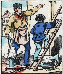 Kihelmöijä. Kaiverrus "" La chanson des metier"". Epinaalinen kuvantaminen, 1800-luvun loppu. Yksityinen kokoelma