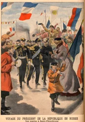 Ranskan presidentin Loubetin vierailu Venäjälle - Tasavallan presidentin Emile Loubetin matka Venäjälle. Merimiehet Pietarissa. Le Petit Journal, 8. kesäkuuta