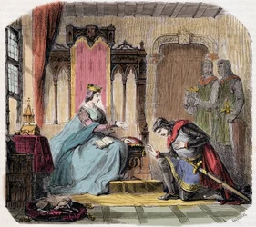 Thibault IV of Champagne (1201-1253) (tunnetaan myös nimellä Thibault I of Navarra) tuli Kastilian kuningatar Blanchen jalkojen juureen varoittamaan häntä vaarasta, jota hän joutuisi pakenemaan - de Genouillacin teoksessa "Paris a travers les cuecles"