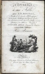 Jean Nicolas Bouillyn (1763-1842) kirjan "" Vihjeitä tyttärelleni " otsikkosivu. 1820. Yksityinen kokoelma.