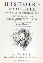 Luonnonhistorian otsikkosivu, General and Particular, Buffon, Paris, 1749