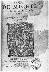 Michel de Montaignen (1533-92) esseiden ensimmäisen painoksen otsikkosivu 1580