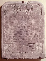 Nicolas Flamelin hautakivi, alun perin Saint-Jacques-de-la-Boucherien kirkosta, 1418