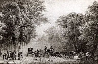 Liikenne Pariisissa, Ranskassa, 1800-luvulla, noin 1830