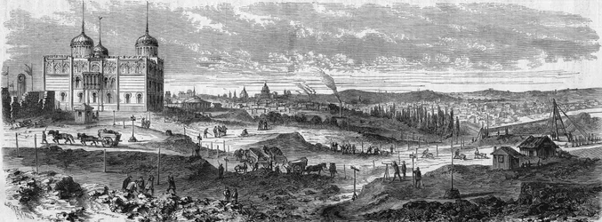 Pariisin muunnokset toisen imperiumin aikana, Haussmann-Pariisi: näkymä Parc Montsourisin teoksiin ja Palais du Bardon (Observatoire de Montsouris) jälleenrakennus