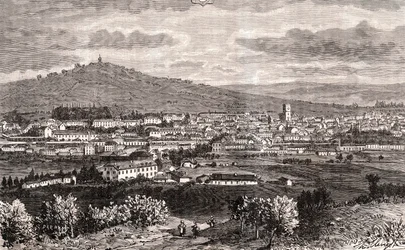 Vesoul - Grand Est of Francen kunta, Haute-Saonen departementin prefektuuri Bourgogne-Franche-Comten alueella - kaiverrus "France illustree: maantiede, historia, tilastohallinto" V.-A. Maltaanruskea. 1884