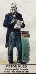 Victor Hugo (1802-1885), ranskalainen kirjailija. Teoksessa ”” Galeriede Ranskan kuninkaat ja kuningattaret ja maineikkaat hahmot vuosina 1643–1895”” Kuva epinalista.