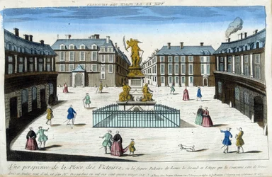 Näkymä Place des Victoires -aukiolle Pariisissa - Optinen näkymä