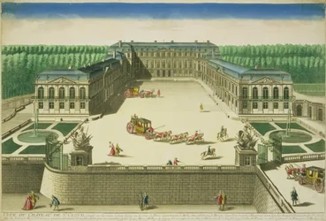 Näkymä St. Cloudin linnasta, kaiverrus Antoine Aveline (1691-1743)
