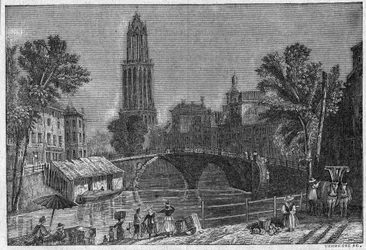 Näkymä Utrechtin kaupunkiin Hollannissa, 1800-luvun lopulla. Kaiverrus "La gazette du dimanche" -julkaisussa 5. joulukuuta 1895.