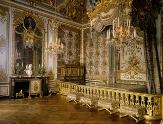 Näkymä Ranskan kuningatar Marie Antoinette of Habsburg Lorraine (1755-1793) huoneesta. Versailles, linnamuseo