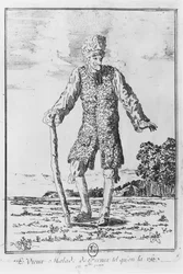 Voltaire Ferneyssä: "Fernexin sairas vanha mies sellaisena kuin näimme hänet syyskuussa 1777" (kaiverrus)
