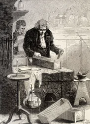 William Cruickshank rakensi kaukalot kasaan - "" Album of Sciencessä; maineikkaat tutkijat; Suuria löytöjä””” 1896.