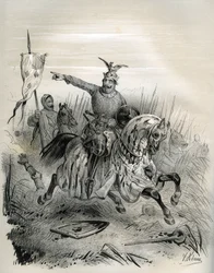 William Valloittaja Mantesin hyökkäyksen ja vangitsemisen aikana heinäkuussa 1087, kuvitus teoksesta "Ranska keskiajalla" (kaiverrus)