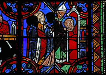 Ikkuna w06, joka kuvaa St Julian of Brioude tarinaa - Diocletianuksen vainojen aikana kuolleen Julienin ystävän St Ferreolin kuolemasta; hänen jäännöksensä siirretään