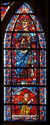 Ikkuna w100, joka kuvaa St Gervaisia – alla kuningas tappaa itsensä