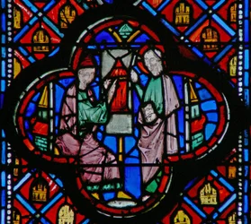 Window w10 Hesekiel piirtää Jerusalemin suunnitelman taululle Ez IV 1