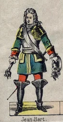 muotokuva Jean Bartista (1650-1702), ranskalaisesta merimiehestä, yksityisestä. Kuva Epinalista 1800-luvun lopulta.