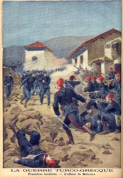 Kreikan ja Turkin sota 1897 (kolmenkymmenen päivän sota) - yksi ensimmäisistä taisteluista Thessaliassa