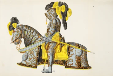Electorate Christian I:n käyttämä panssari, levy julkaisusta "A History of the Development and Customs of Chivalry", kirjoittanut tohtori Franz Kottenkamp, julkaissut Carl Hoffmann, 1842