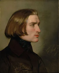 Säveltäjä Franz Lisztin muotokuva 1811-1886, 1838.