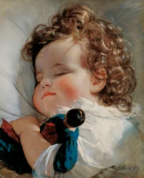 ""Liechtensteinin prinsessa Marien (1834-1909) muotokuva kaksivuotiaana"" (Prinsessa Marie Franziska von Liechtensteinin (1834-1909) muotokuva kaksivuotiaana) Friedrich Ritter von Amerlingin (1803-) maalaus 1887)