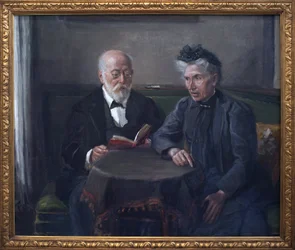 Senaattori Gustav Hertz ja hänen vaimonsa. Fritz von Uhden (1848-1911) maalaus öljy kankaalle