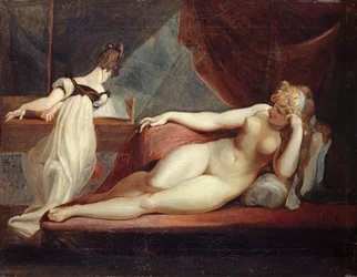 Lepäävä naisakti ja pianonsoittaja, 1799-1800