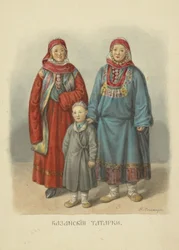 Kazanin tatarinaiset, kuvitus sarjasta Clothing of the Russian State, 1869