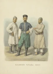 Kazanin tataarit, kuvitus sarjasta Clothing of the Russian State, 1869
