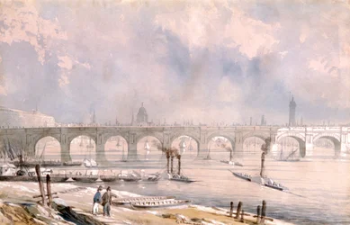 "Waterloon silta, katselee kohti kaupunkia", Lontoo, 1847