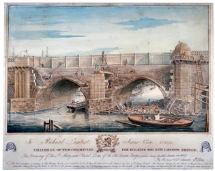 Pyhän Marian ja kappelin lukot puretaan, London Bridge, 1829.