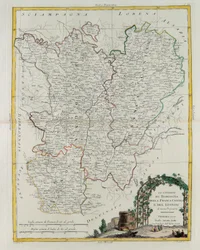 Bourgognen, Franca Contean ja Lyonin hallintoa, G. Zulianin kaiverrus otettu Tome I:stä Venetsiassa vuonna 1777 julkaistusta uusimmasta atlasesta, Antonio Zatta, yksityinen kokoelma