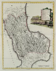 Hither Calabria, G. Zulianin kaiverrus otettu Antonio Zattan Venetsiassa vuonna 1783 julkaiseman "Uusimman atlasin" Tome II:sta, yksityinen kokoelma