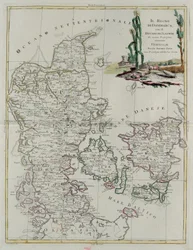 Tanskan kuningaskunta Slesvikin herttuakunnan kanssa, G. Zulianin kaiverrus Tome III:sta Venetsiassa vuonna 1781 julkaistusta Antonio Zattan "Uusimasta atlasesta", yksityiskokoelma