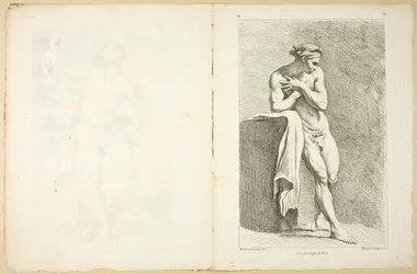 Figuuri (recto ja verso), Premier livre de figures d’Academies -kuviosta, osittain Royal Academyn professorien kaivertama