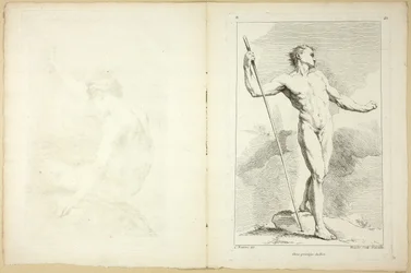 Figuuri (recto ja verso), toisesta akatemioiden hahmojen kirjasta, jonka osaksi kaivertavat Royal Academyn professorit