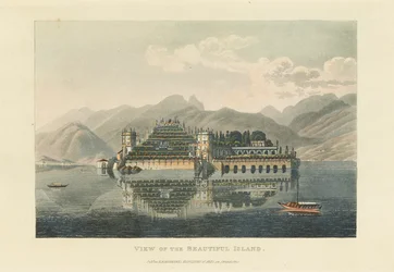Näkymä kauniille Isola Bella -saarelle, Lago Maggioressa, ennen vuotta 1820.