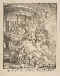 Allegoria Pariisin kaupungin solmimista avioliitoista Burgundin herttuan syntymän yhteydessä vuonna 1752.