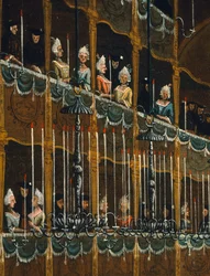Lounas San Beneton teatterissa, jonka dogi tarjoaa pohjoisen ruhtinaiden kunniaksi, Venetsia, Gabriel Bella (1730-1799) Öljy kankaalle, Yksityiskohta