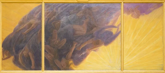 Enkelien lankeemus, n. 1913, Gaetano Previati (öljy kankaalle)