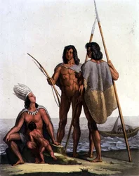 Native American Fishermen (väri litho)