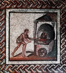 Leivän valmistus kohtaus. (mosaiikki, 2. vuosisadan loppu, 3. vuosisadan alku)